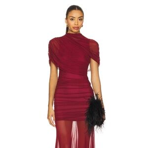 REVOLVE Deep Red Draped Wedding Dress